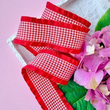 Стрічка Волани Гусячі лапки червона 38мм свд65 фото