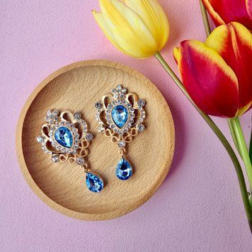 Серединки золото Блакитний з підвісками дс97 фото