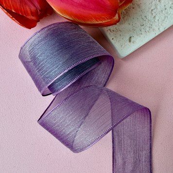 Органза фіолетово жатка 4см з обробленим краєм ож37 фото