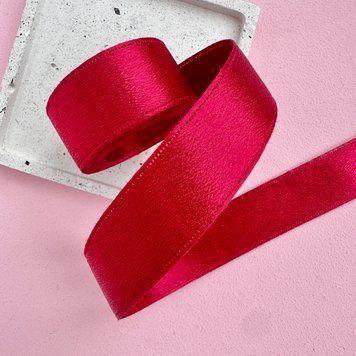 Стрічка двохстороння сатинова з блиском 25мм бордо сдд33 фото